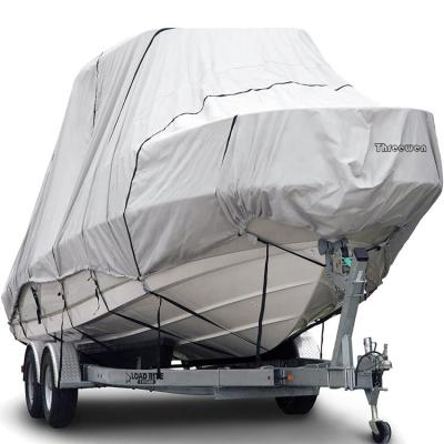 China Threewen 600D Trailerable 22ft Personal Weather Cover Heavy Duty Boat Top/T-Top Ripstop Boat Cover Above Vessel Fit Hard T for sale