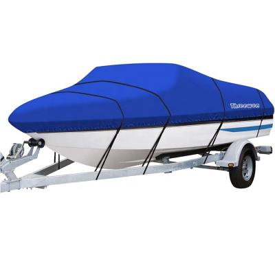 China Threewen 600D Marine Grade Polyester Canvas Trailerable Heavy Duty Floater Boats Top/T-Top Waterproof Boat Cover for sale