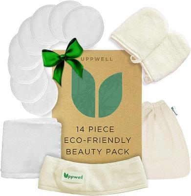 China Super Soft High Absorbency Eco-Friendly 4-Piece Pack Includes Exfoliating Makeup Remover Cloth, and Organic Cotton Laundry Bag | spa headband for sale