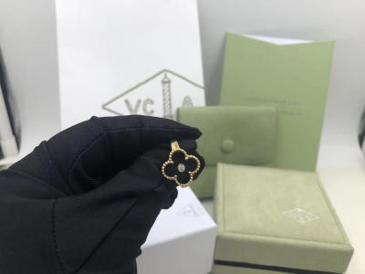 Китай Van Cleef и диамант круга оникса желтого золота кольца Альгамбра года сбора винограда Arpels продается