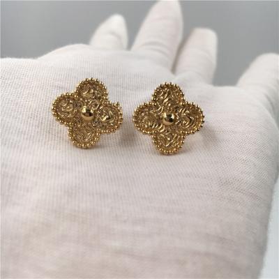 China Van Cleef Vintage Alhambra Oorringen, de Yellow Gold Van Cleef Mini Alhambra Oorringen van 18K Te koop