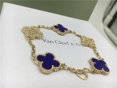 China Weinlese-Alhambra-Armband-Luxusdiamant-Schmuck 5 Motiv-gelbes Goldblaue keramische zu verkaufen