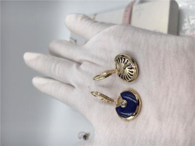 Chine Boucles d'oreille de lapis lazuli avec le diamant, boucles d'oreille faites main d'or du petit modèle 18K à vendre