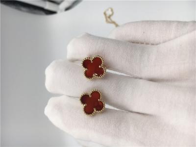 中国 ヴァンCleef Arpelsカーネリアンの甘いアルハンブラのearstuds 18kのイエロー・ゴールド 販売のため