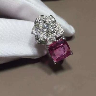 China Blumen-Ring G34UU600 Weißgold 18K Piaget Rose mit Kissen - schneiden Sie rosa Tourmaline zu verkaufen