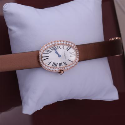 Cina Orologio di oro di lusso di marca 18K Rose Gold Women Watch con Diamond Leather Belt in vendita