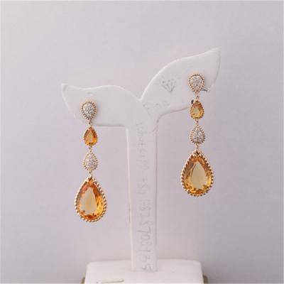 Chine serpent Boheme de l'or 18K jaune 4 boucles d'oreille pendantes citrines XS et L référence JCO01279 de boucles d'oreille de motifs de motifs à vendre