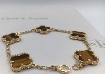 China Pulsera del oro de los adornos 18K del estilo 5 del vintage con la forma de la piedra/de la flor del ojo de los tigres en venta