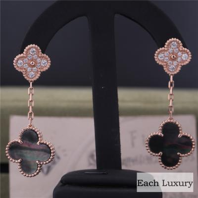 China VCARP2R200 Alhambra Earrings mágico 2 motivos 18K Rose Gold Diamond à venda