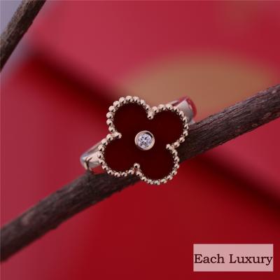 China Pictogramgeluk Van Cleef And Arpels Alhambra Ring Yellow Gold Carnelian Diamond VCARD40800 Te koop