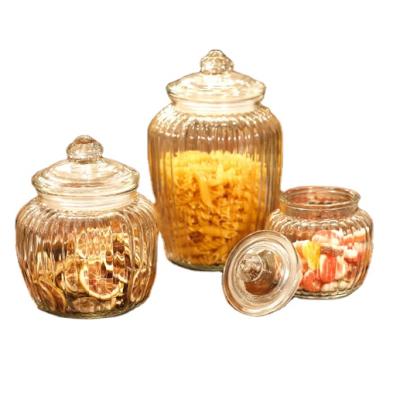 China Freshness Preservation Glass Jar Large Size Candy Glass Food Storage Jar With Ceramic Lid for sale