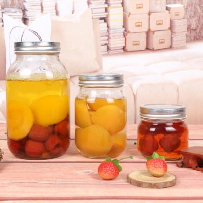 China Airtight Clear Glass Mason Jar Clear Glass Food Container Storage Mason Jar Wholesale AMZ Different Sizes Freshness Preservation for sale