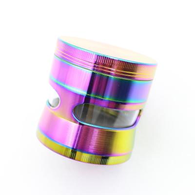 China New Style ZINC ALLOY 4 Layers Diameter 63mm Iceblue Color Size Zinc Alloy Thin Side Transparent Windows Herb Grinder for sale