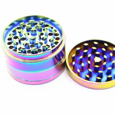 China 50MM ZINC ALLOY 4 Parts Herb Crusher Rainbow Ice Blue Custom Metal Zinc Alloy Smoking Grinder for sale