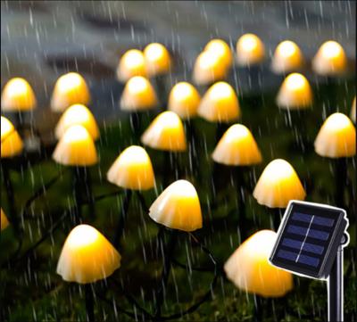 China Small Mushroom Socket Lamp 8 Function String Light Outdoor Ground Solar Garden Outdoor 6.5M/30LED Decorative Holiday Light for sale