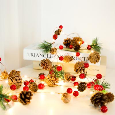 China Factory direct sales PVC fruit LED copper wire red waterproof light Christmas lights romantic pine cone small decoration holiday party for sale