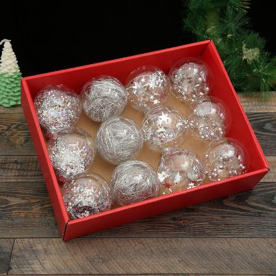 China Traditional Christmast Ornament Creative Christmas Tree Hanging Decoration 12pcs Boxed Transparent Christmas Ball for sale