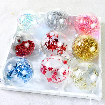 China Customization Ornaments 2022 Christmas Ornament Ball 6cm Plastic Transparent Ball Hanging Christmas Tree Decoration for sale