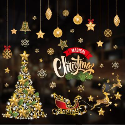 China Popular Hot Selling Christmas Static Stickers Window Glass Wall Decoration Stickers Christmas Decorations for sale