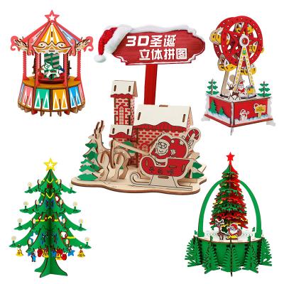 China 5 Years Old And Above Hot Selling Jigsaw Puzzle Gifts To Improve Christmas Practical Home Children's Ability 3D Wooden Jigsaw Puzzle for sale