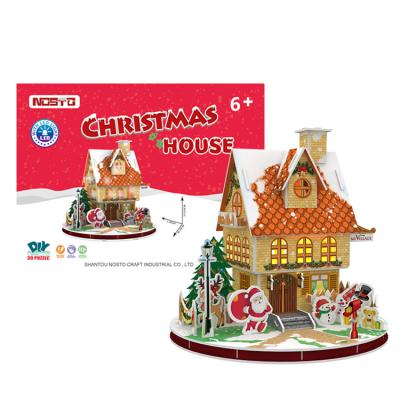 China 5 Years Old And Above Creative Christmas Cottage Kids Christmas Gifts 3D Puzzle Paper Puzzle Toys for sale