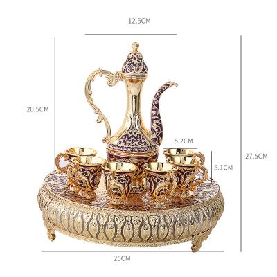 China Best Viable Selling Antique European Arabic Turkish Decoration Home Style Metal Coffee Teapot Set for sale