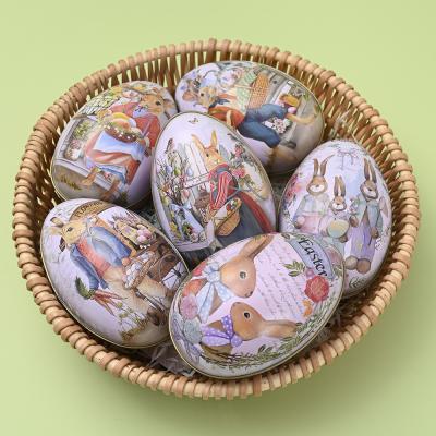 China Reusable Middle Egg Shaped Party Decorative Box Iron Candy Portable Creative Easter Gift Box for sale