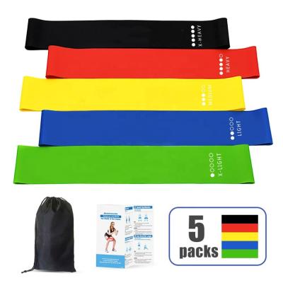 China Portable Custom Mini Elastic Loop Band Set 5 Packs Exercise Fitness Resistance Bands Wholesale Latex Stretch Resistance Bands for sale