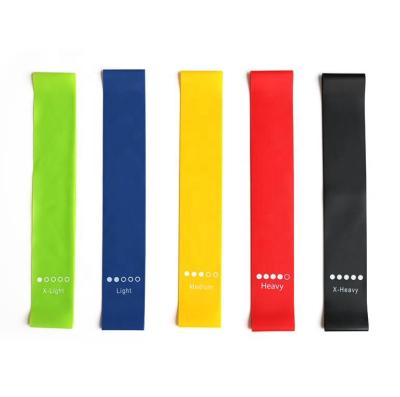 China Custom Printed Mini Portable Gym Fitness Logo Yoga Stretch Band Latex Exercise Loop Bands Resistance Band Sets for sale