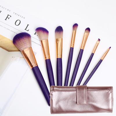 China Angular blush border manufacturers wholesale makeup set brush 7 brown soft handle makeup brush set novice beauty tool brush for sale