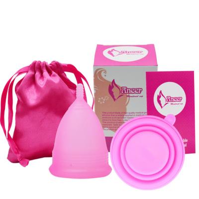 China Free Sample J006 Reusable Silicone Menstrual Cup With Menstrual Sterilizer Cup Copa Set for sale