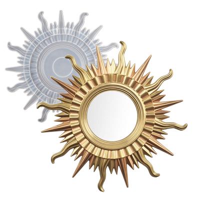 China M039 Home Appliance Wall Mirror Resin Molds Decorative Mirror Silicone Molds For Epoxy Resin Casting, Sunburst Wall Mirror Mold For Resin for sale