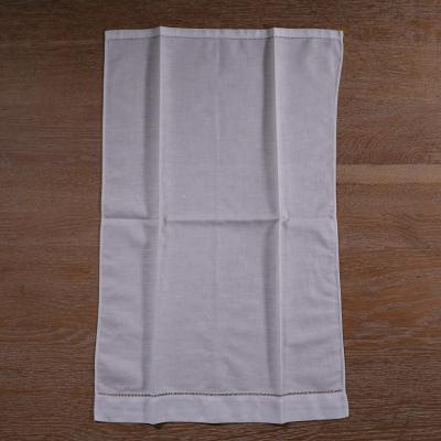 China TL008 Cotton Drawnwork Scale Day Face Towel Washable White Linen Hand Towel for sale