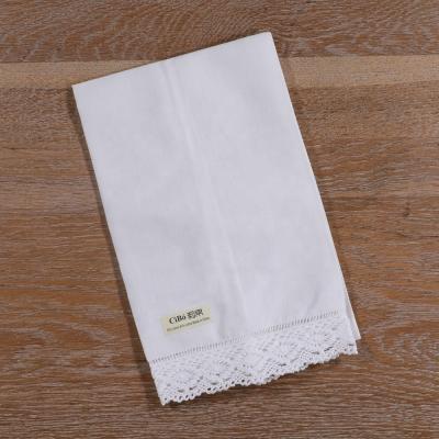 China TL013 Washable White Ramie Cotton Scale Day Lace Towels for sale