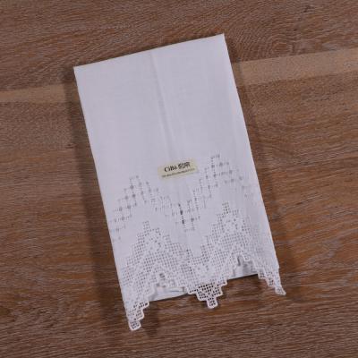 China TL011-S Ramie Cotton Drawnwork Scale Day Face Towel Washable White Hand Towel for sale