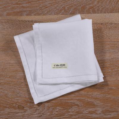 China Stripe S009: White Ramie Scarf Drawnwork Ladder Day Handkerchief Wedding Handkerchief for sale