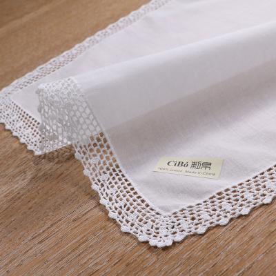 China Vintage S002: Hand crochet white lace cotton handkerchief empty hankie wedding/women/ladies gift for sale