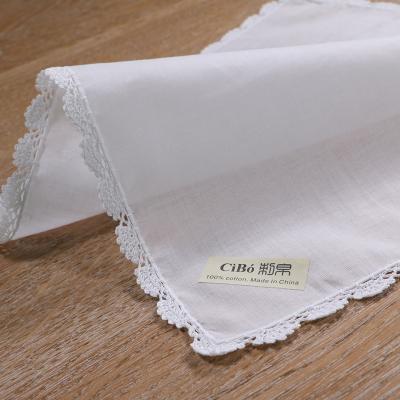 China Vintage S003: Blank cotton hand crochet lace handkerchief / hankie for women / ladies wedding gift for sale