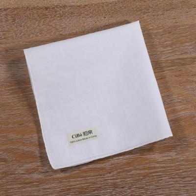 China S014 Cotton 100% Cotton Hand Rolled White Edge White Handkerchiefs for sale