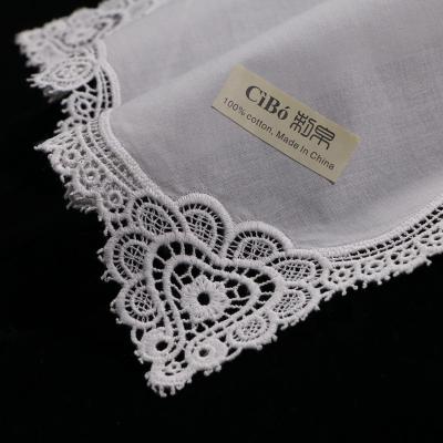 China Vintage A004: White Premium Cotton Lace Handkerchiefs Crochet Handkerchiefs For Women / Ladies Wedding Gift for sale