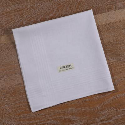 China White Size 40cm x 40cm Sew Edge Mens Satin M005 Cotton Sateen Fabric Gift Handkerchiefs For Custom Printing Or Embroidery for sale