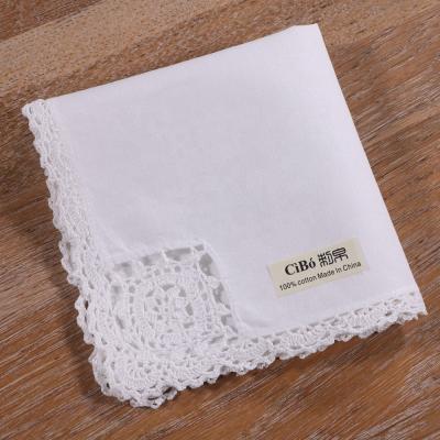 China N041 Disposable Cotton Hand Table Towel White Crochet Lace Small Size Dinner Napkins for sale