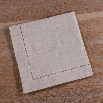 China N038-20 Reusable Natural Polyester Flaxen Towels Ladder Stitch Fabric Hemmed Linen Towel for sale