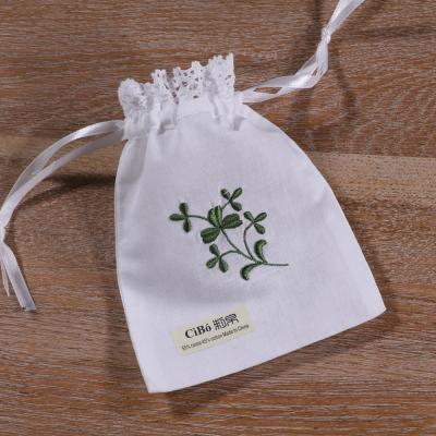 China Gift B016 Ramie White Cotton&Cotton Lace Up Pouch Mouth Gift Sachet Bags Travel Storage Pouch Drawstring Bags for sale