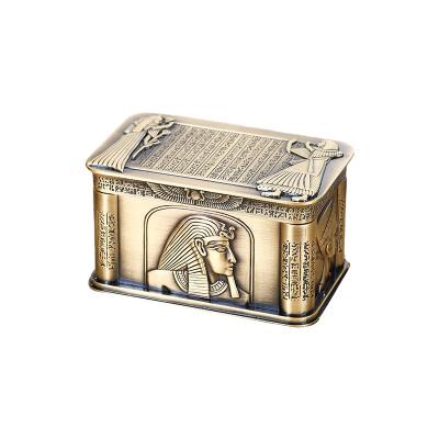 China New Popular European High-end Convenient Wedding Ring Box Small Metal Jewelry Box Creative Egyptian Pharaohs Receive A Case for sale