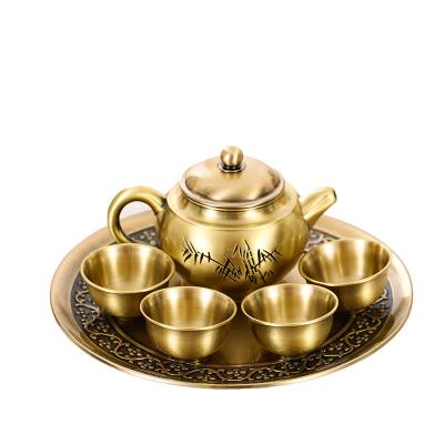 China European popular high-grade creative crafts household tea set tea set metal tea bamboo gift box gifts for sale