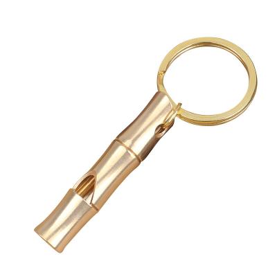 China Brass Bamboo Key Chain Pendant Male Tide Car Whistle Supply Items Outdoor Survival Whistle Ornament Or Pendant for sale