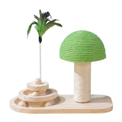 China Durable Hot Selling Mushroom Wand Wooden Roller Toy Cat Scratching Post Durable for sale