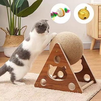 China Manufacturer Wholesale Detachable Wooden Cat Scratch Toys With Sisal Viable Hot Sale Ball for sale