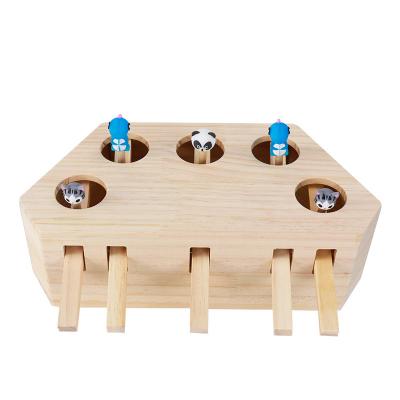 China Viable Cat Toy Interactive Cat Hunt Mouse Wooden Toys For Indoor Beat A Mole Game for sale